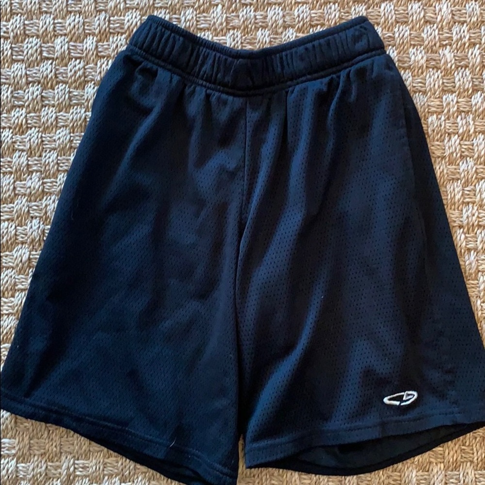 Black mesh athletic shorts, size 8-10